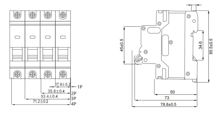 Dimension-Drawing-of-TPB1-63-MCB-AC-Miniature-Circuit-Breaker
