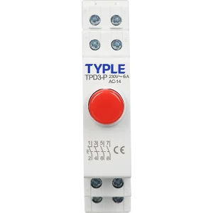 TPD3-P-DIN rail signal and control module with Push Button front view