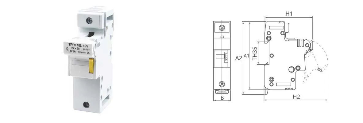 TPRT18L-Low-Voltage-Fuse-Holder-Dimension-Drawing