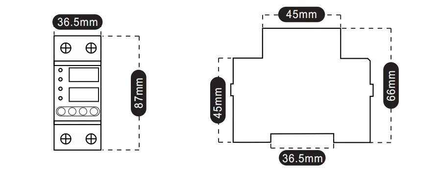 dimension-of-TPOUV-63 overvoltage and undervoltage protection device