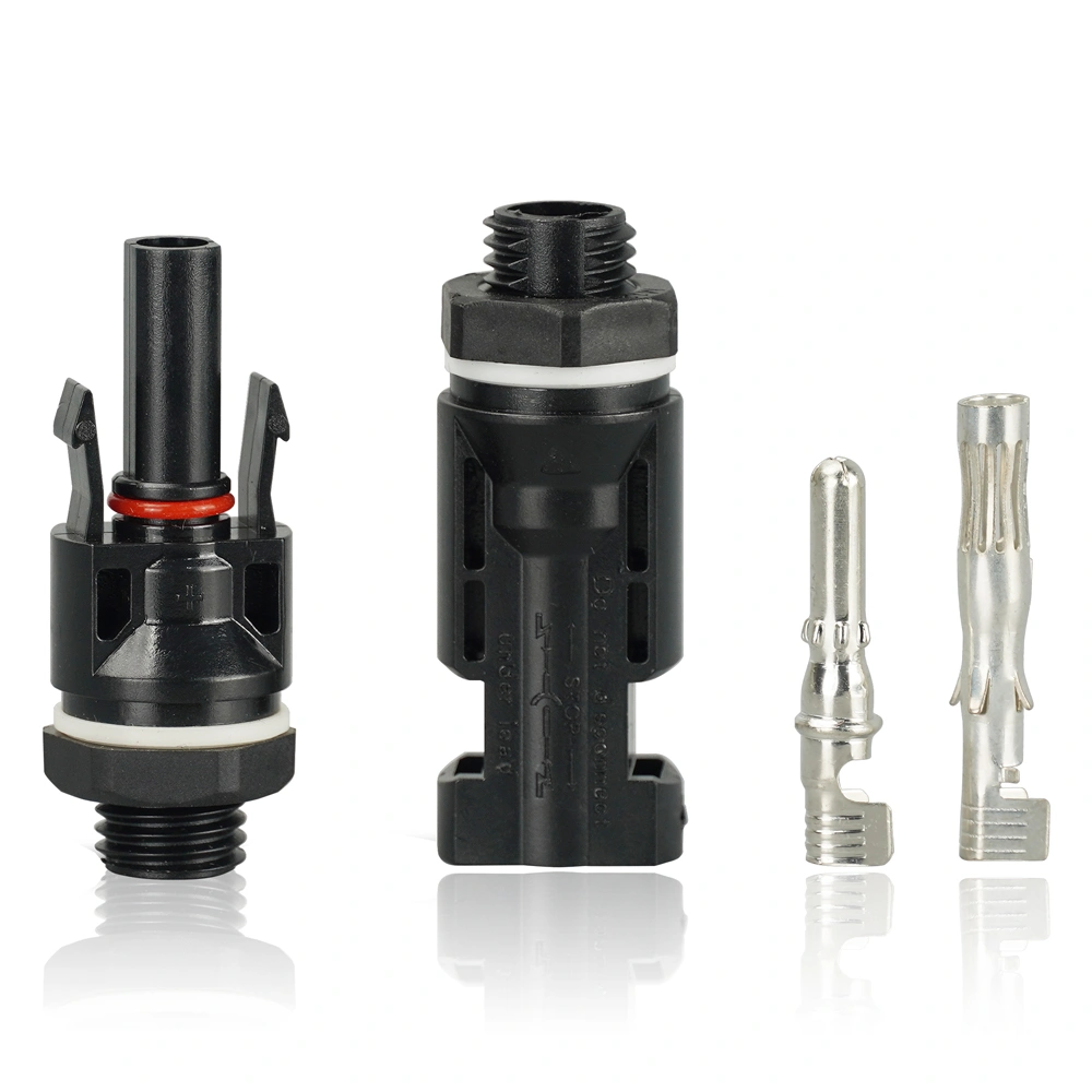 TPPVT-BD panel-mount PV connector with threaded bulkhead body, dc1000V