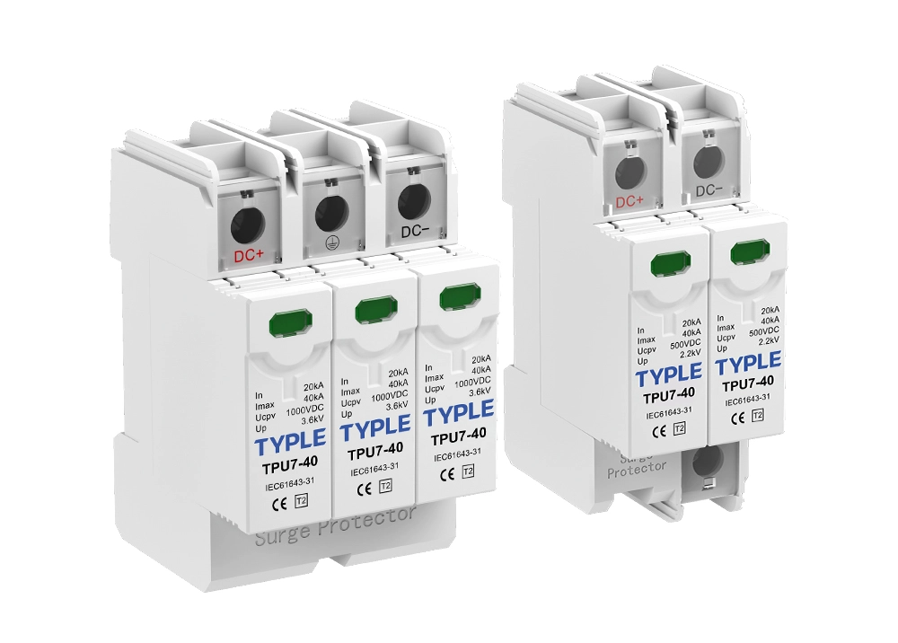 TPU7-40 DC SPD 2P and 3P versions on white background