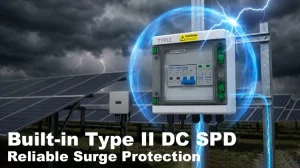 PV combiner box and DC surge protective device in a utility-scale solar installation