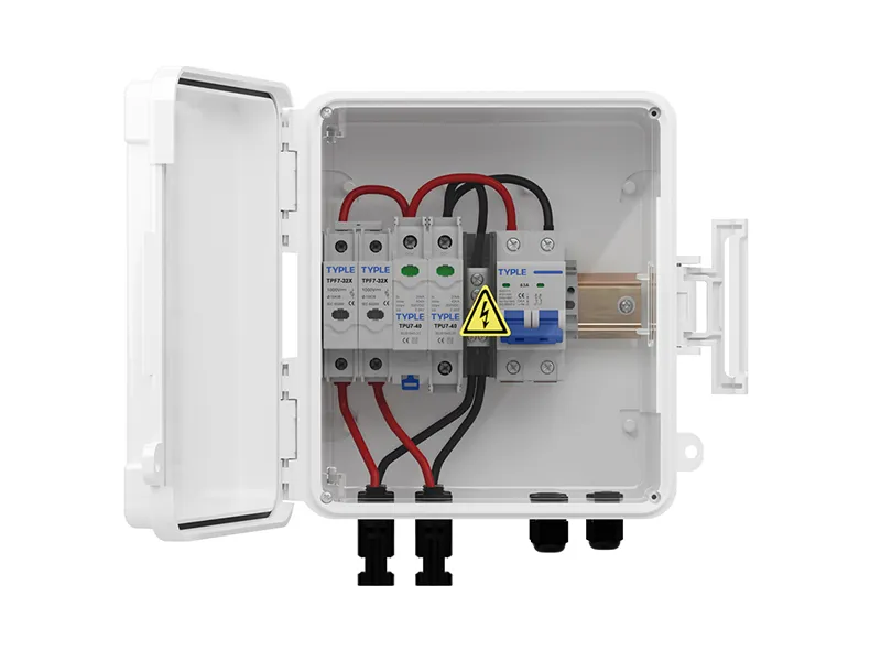 2-in-1-out PV combiner boxDC500V, IP68-rated sealed enclosure