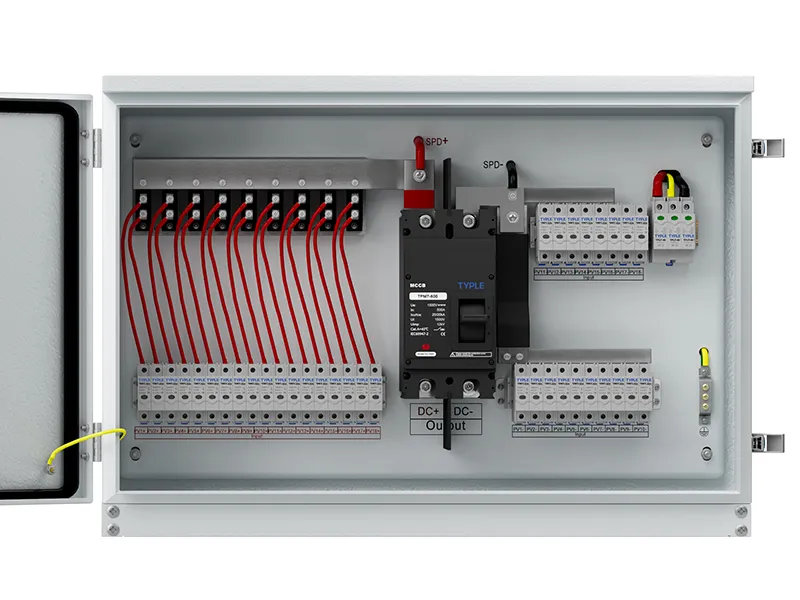 24-in-1-out metal PV combiner box, DC100ov, cold-rolled steel enclosure, IP65