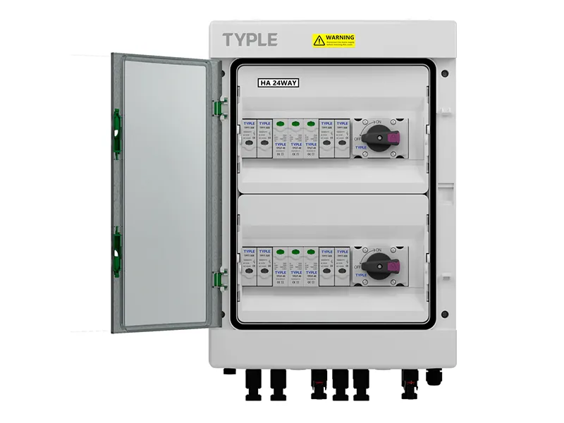 4-in-2-out PV combiner box, DC1000V, IP65 enclosure
